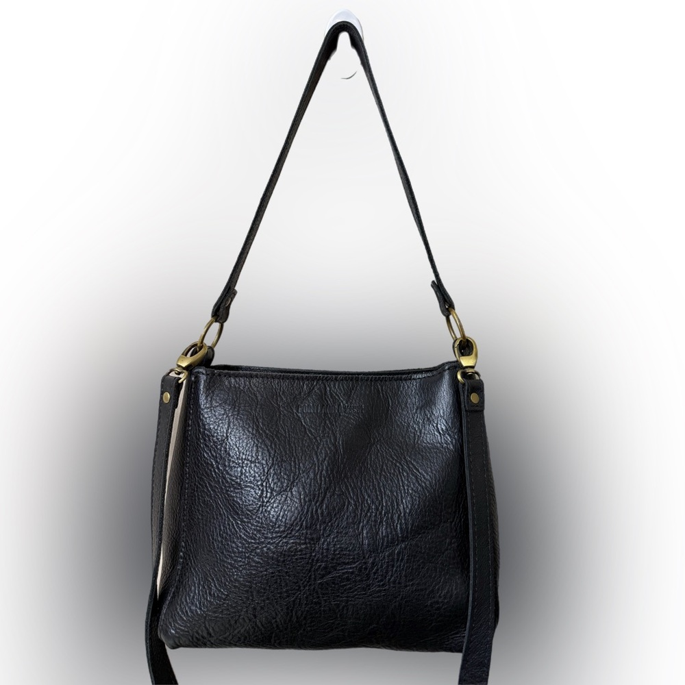 Portland Leather Pebbled Black Triangle Shoulder Bag